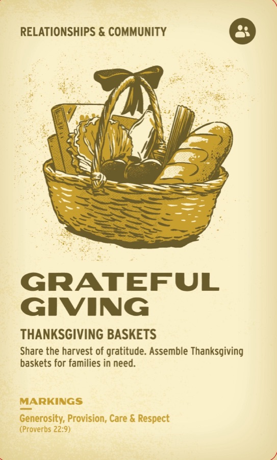 Printed front of Grateful Giving
