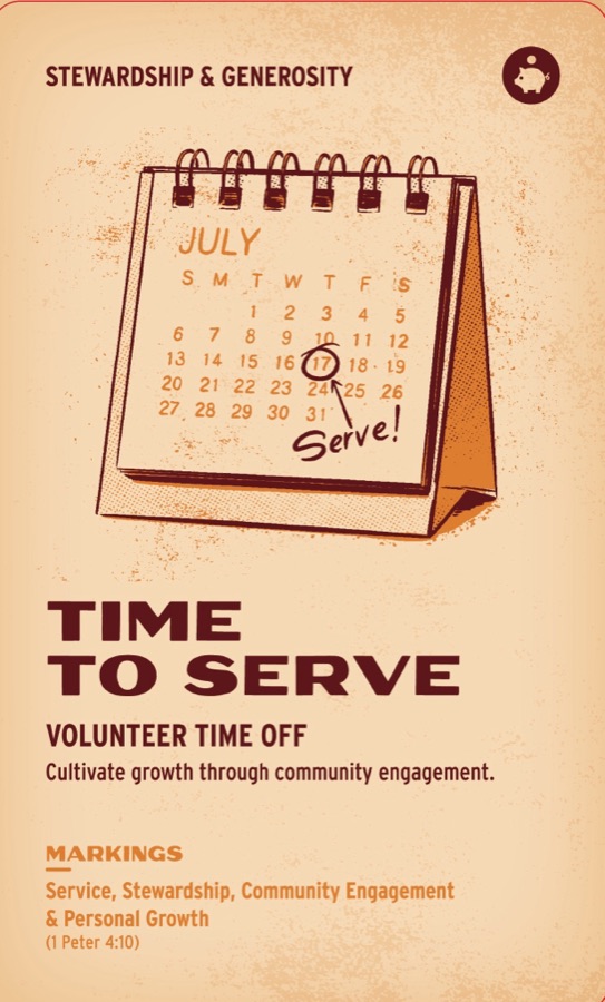 Printed front of Time to Serve