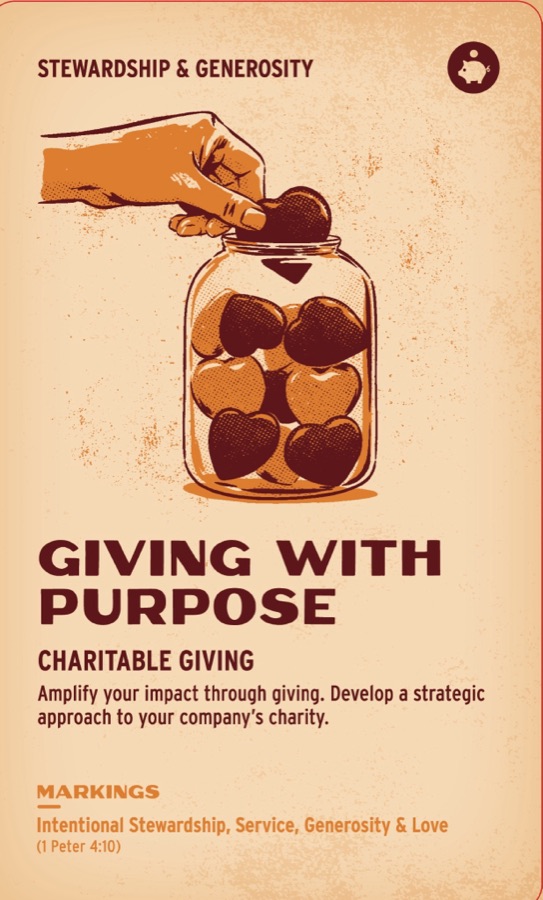 Printed front of Giving with Purpose