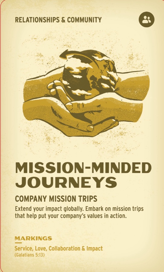 Printed front of Mission-Minded Journeys