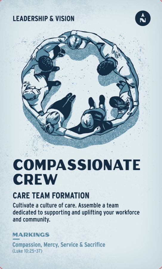 Printed front of Compassionate Crew