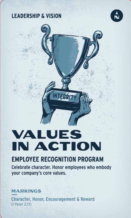 Printed front of Values in Action