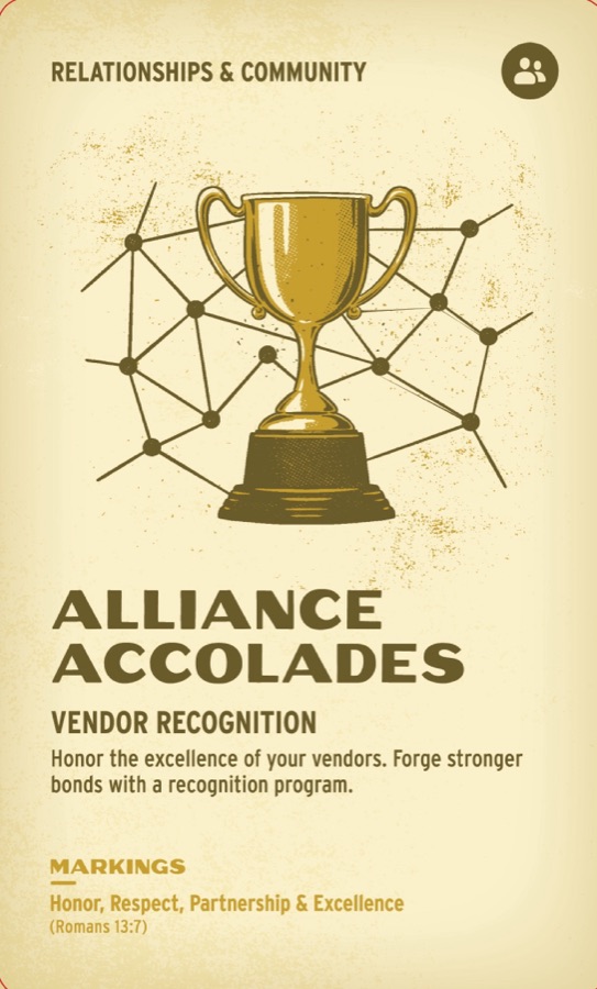 Printed front of Alliance Accolades